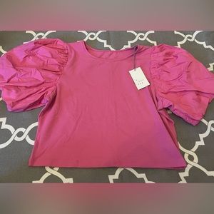 A New Day Women's Cropped top with Puffy Sleeves